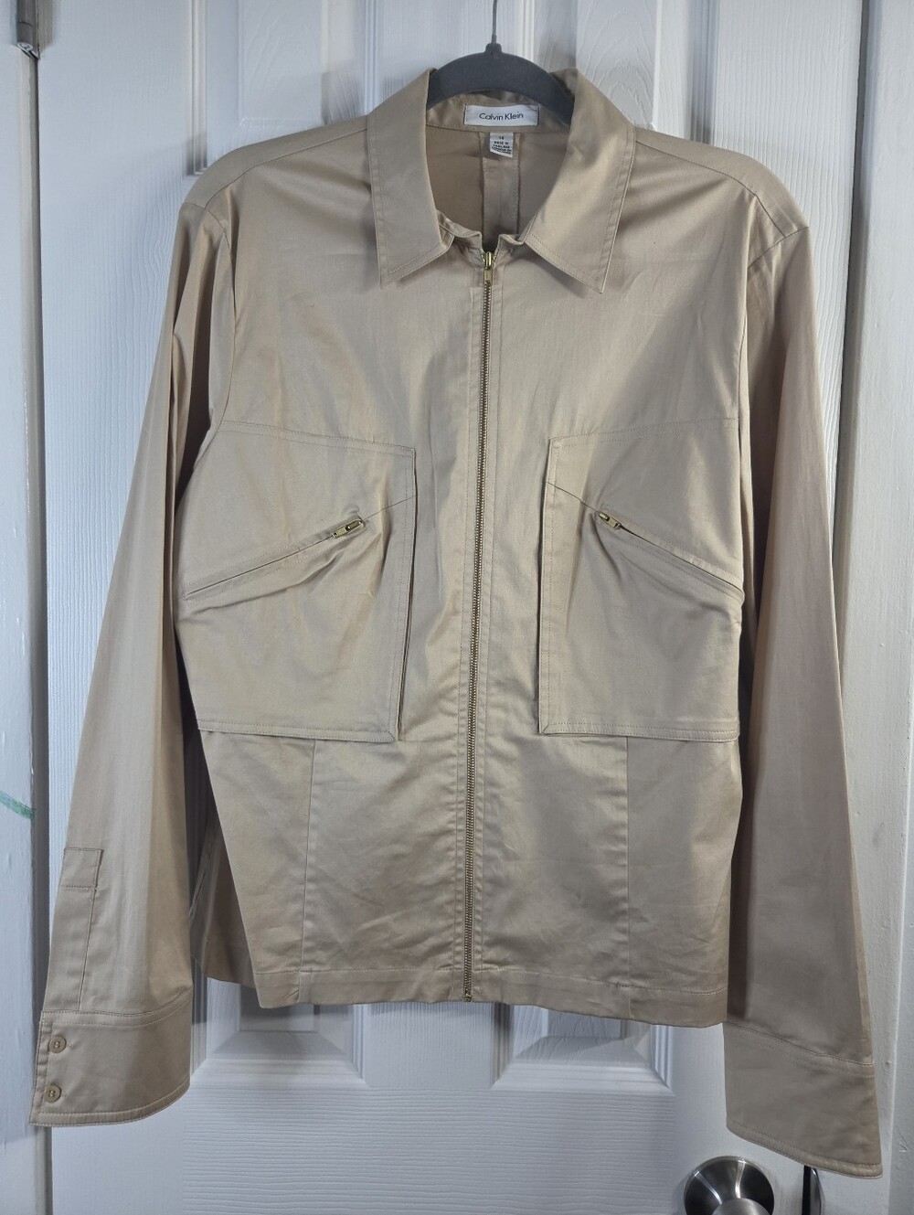 Calvin Klein Women's Lightweight Khaki Utility Shirt Jacket Size 14